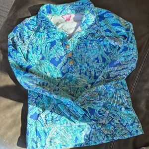 Lilly Pulitzer Blue and Green Patterned Hoodie